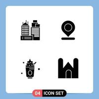 Pictogram Set of 4 Simple Solid Glyphs of building party work marker sweets Editable Vector Design Elements
