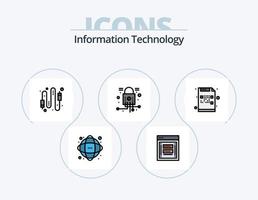 diseño de iconos del paquete de iconos llenos de línea de tecnología de la información 5. Internet. hospedaje seguridad. nube. teléfono vector