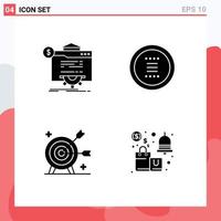 Set of 4 Commercial Solid Glyphs pack for seo navigation technology circle arrow Editable Vector Design Elements