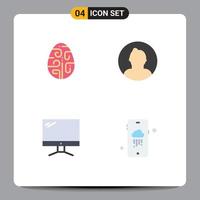 paquete de 4 signos y símbolos de iconos planos modernos para medios de impresión web, como elementos de diseño de vectores editables del dispositivo de hombre de huevo de computadora de celebración