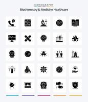 Creative Biochemistry And Medicine Healthcare 25 Glyph Solid Black icon pack  Such As test. fan. microscope. medical. radiation vector