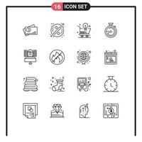 Set of 16 Commercial Outlines pack for broadcast location shopping navigation browse Editable Vector Design Elements