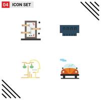 paquete de interfaz de usuario de 4 iconos planos básicos de elección de caja mostrar gadget elementos de diseño de vector editables humanos