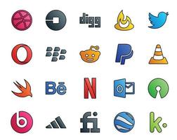 20 Social Media Icon Pack Including netflix swift opera player vlc vector