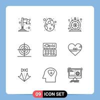 Universal Icon Symbols Group of 9 Modern Outlines of arts shape instant math design Editable Vector Design Elements