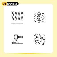 4 Universal Line Signs Symbols of cereal production eye business action Editable Vector Design Elements