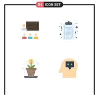 4 iconos creativos signos y símbolos modernos de trabajo en equipo liderazgo creativo crecimiento médico elementos de diseño vectorial editables vector