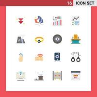 grupo universal de símbolos de iconos de 16 colores planos modernos del documento de informe paquete editable de visión de datos comerciales de elementos de diseño de vectores creativos