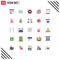 Modern Set of 25 Flat Colors Pictograph of video button mail delete close Editable Vector Design Elements