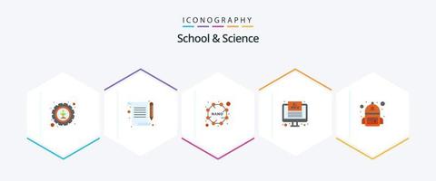 School And Science 25 Flat icon pack including school. formula. formula. monitor vector