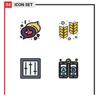 Modern Set of 4 Filledline Flat Colors and symbols such as chat electronics farm wheat products Editable Vector Design Elements