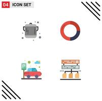 Modern Set of 4 Flat Icons Pictograph of cooking transport business pie data Editable Vector Design Elements