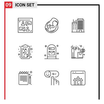 conjunto de 9 contornos vectoriales en la cuadrícula para la estrategia de la caja camino del feto elementos de diseño vectorial editables reales vector