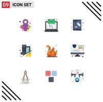 9 iconos creativos, signos y símbolos modernos de diseño, casa, libro, finca, experimento, elementos de diseño vectorial editables vector