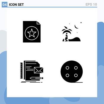 paquete de iconos de vector de stock de 4 signos y símbolos de línea para la identidad del documento elementos de diseño de vector editables de presentación de palmeras de ramadán