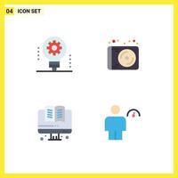 User Interface Pack of 4 Basic Flat Icons of ai online light bulb media back to school Editable Vector Design Elements