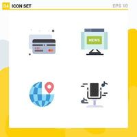 Pictogram Set of 4 Simple Flat Icons of card pin communications news microphone Editable Vector Design Elements