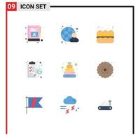 Editable Vector Line Pack of 9 Simple Flat Colors of toy baby pie laboratory chemical Editable Vector Design Elements