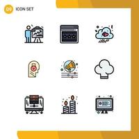 Universal Icon Symbols Group of 9 Modern Filledline Flat Colors of alert data cloud message lock Editable Vector Design Elements