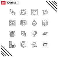 16 Universal Outline Signs Symbols of internet ecommerce target cart less Editable Vector Design Elements