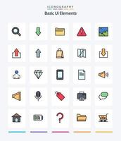 Creative Basic Ui Elements 25 Line FIlled icon pack  Such As gallery. sign. folder. warning. alert vector