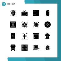 16 User Interface Solid Glyph Pack of modern Signs and Symbols of profile safe wireframe money tablets Editable Vector Design Elements