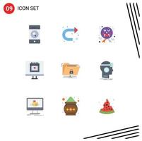 Flat Color Pack of 9 Universal Symbols of files valentine character lover calendar Editable Vector Design Elements