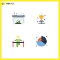 4 Universal Flat Icons Set for Web and Mobile Applications chart gym web heart health Editable Vector Design Elements