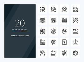 20 International Jazz Day Outline icon for presentation vector