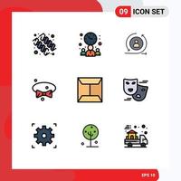 Universal Icon Symbols Group of 9 Modern Filledline Flat Colors of mail wear returning tie bow Editable Vector Design Elements