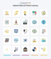 Paquete de 25 iconos planos de la industria fintech y la política desnuda creativa, como el fraude. tarjeta. industria. bancario. idea vector