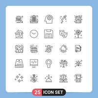 Set of 25 Modern UI Icons Symbols Signs for bathtub greeting mental christmas science Editable Vector Design Elements