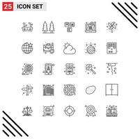 25 iconos creativos, signos y símbolos modernos de bloques de amenazas de molinos de viento, pantalla portátil, elementos de diseño vectorial editables vector