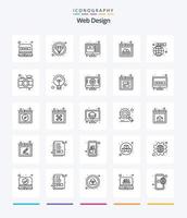 Creative Web Design 25 OutLine icon pack  Such As web. connection. tutorials. layout. photo vector