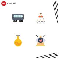 Universal Icon Symbols Group of 4 Modern Flat Icons of passenger labe organization leadership test Editable Vector Design Elements