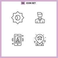 Pictogram Set of 4 Simple Filledline Flat Colors of basic user avatar happy iot Editable Vector Design Elements