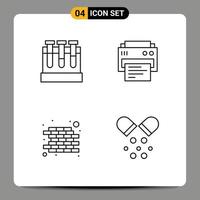 Universal Icon Symbols Group of 4 Modern Filledline Flat Colors of lab construction education printing health Editable Vector Design Elements