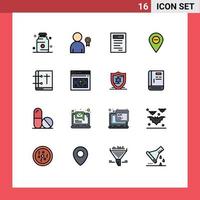 16 Thematic Vector Flat Color Filled Lines and Editable Symbols of christian pin book marker location Editable Creative Vector Design Elements