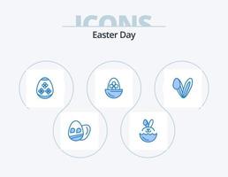 Easter Blue Icon Pack 5 Icon Design. face. animal. holiday. food. easter vector