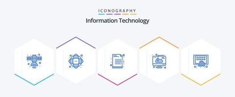 Information Technology 25 Blue icon pack including download. cloud. network. erasure. decryption vector