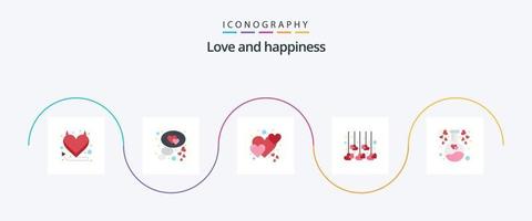 me encanta el paquete de iconos flat 5 que incluye el corazón. químico. amar. boda. corazón vector