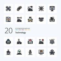 20 Technology Line Filled Color icon Pack like solar environment location energy map vector