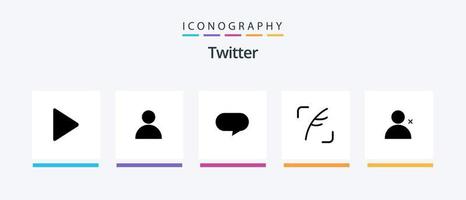 paquete de iconos de glifo 5 de twitter que incluye . conjuntos charlando gorjeo. social. diseño de iconos creativos vector