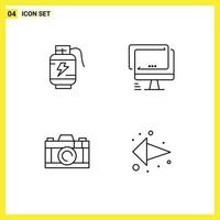 Pictogram Set of 4 Simple Filledline Flat Colors of acumulator camera charg device photo Editable Vector Design Elements