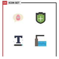 Universal Icon Symbols Group of 4 Modern Flat Icons of chat interface nature security text settings Editable Vector Design Elements