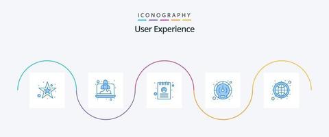 User Experience Blue 5 Icon Pack Including network. ux. presentation. user. performance vector