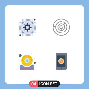 4 concepto de icono plano para sitios web móviles y aplicaciones chip computadora estrategia web elementos de diseño vectorial editables vector