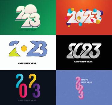 gran conjunto de 2023 feliz año nuevo diseño de texto de logotipo plantilla de diseño de número 2023 vector