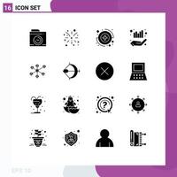 Solid Glyph Pack of 16 Universal Symbols of group internet medical wlan graph Editable Vector Design Elements