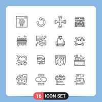 16 Thematic Vector Outlines and Editable Symbols of barcode system cross home wrench Editable Vector Design Elements